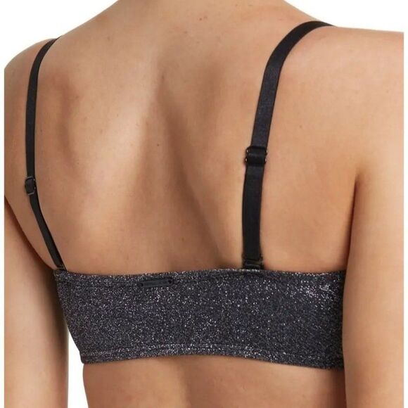 Kendal & Kylie Black Bandeau Metallic Glitter Bikini Top XSmall NEW - Picture 3 of 8